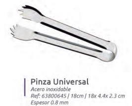 PINZA PARA HIELO ACERO INOX 18 CM