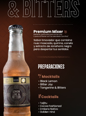 SPARKLING WATER LEMON LIME AND BITTERS BRUS CAJA X 30 UND X 212 ML